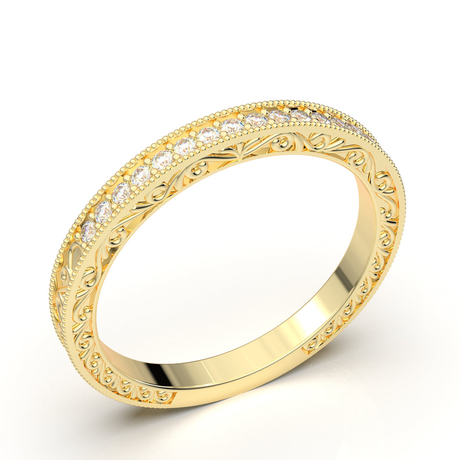 Home Try On--Yellow Gold Vintage Filigree Band