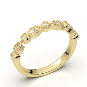 Home Try On--Yellow Gold Vintage Pear Bezel Stackable Band