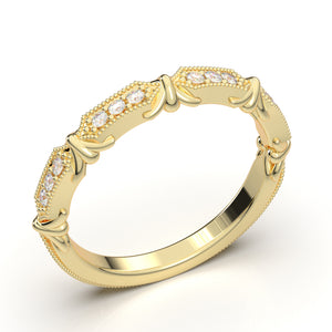 Home Try On--Yellow Gold Vintage Filigree Bar Band