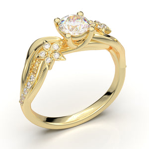 Yellow Gold Floral Twisted Flower Ring