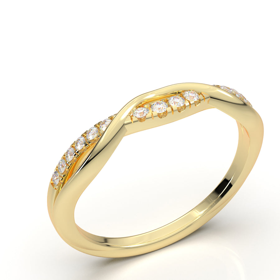 Home Try On--Yellow Gold Twisted Half Diamond Band