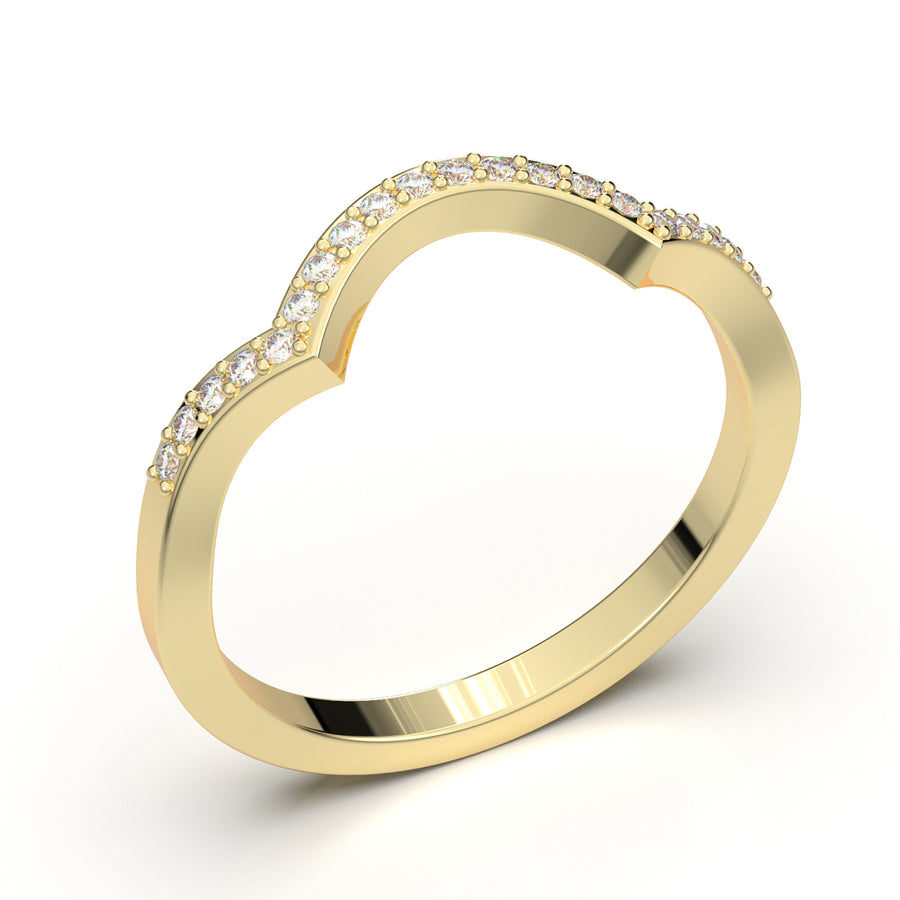 Home Try On--Yellow Gold Twisted U Shape Wedding Band