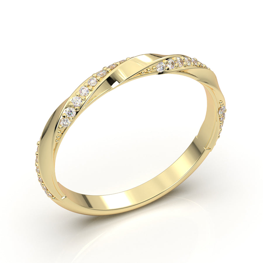 Home Try On--Yellow Gold Twisted Alternating Diamond Band