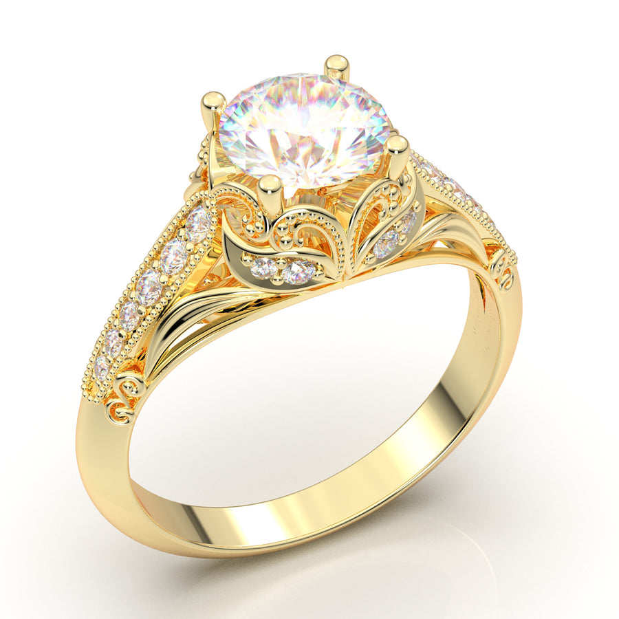 Yellow Gold Vintage Floral Signet Ring