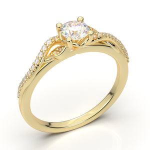 Yellow Gold Floral Twist Delicate Ring
