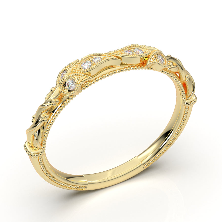 Yellow Gold Floral Vine Wedding Band