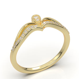Yellow Gold Vintage Curved Pear Motif Band