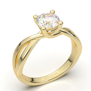 Yellow Gold Twisted Solitaire Ring