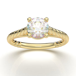 Yellow Gold Rope Solitaire Ring