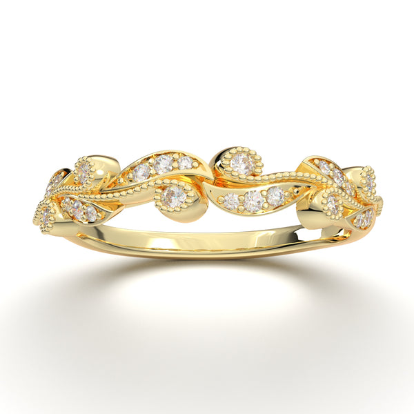Yellow Gold Floral Vintage Wedding Band