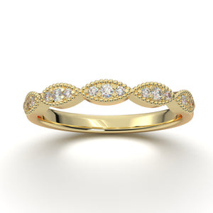 Yellow Gold Vintage Marquise Stackable Band