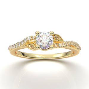 Yellow Gold Floral Twist Delicate Ring