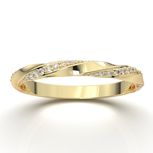 Home Try On--Yellow Gold Twisted Alternating Diamond Band