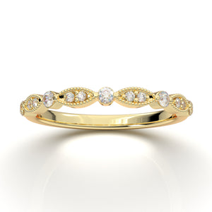 Home Try On--Yellow Gold Vintage Stackable Prong Band