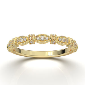 Home Try On--Yellow Gold Vintage Marquise Bar Band