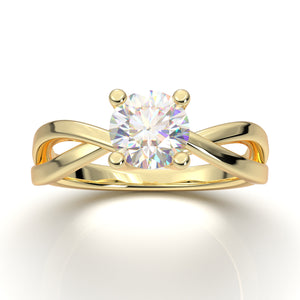 Home Try On--Yellow Gold Twisted Solitaire Ring