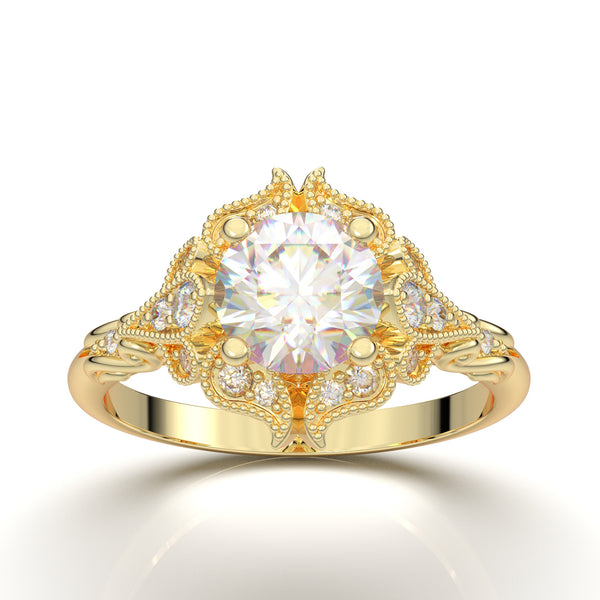 Yellow Gold Halo Ring Try On at Home Aurosi Jewels