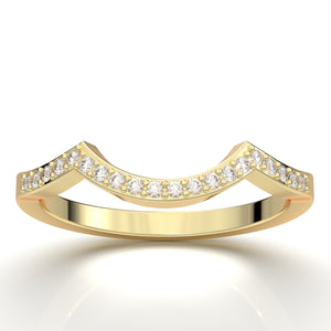 Home Try On--Yellow Gold Twisted U Shape Wedding Band