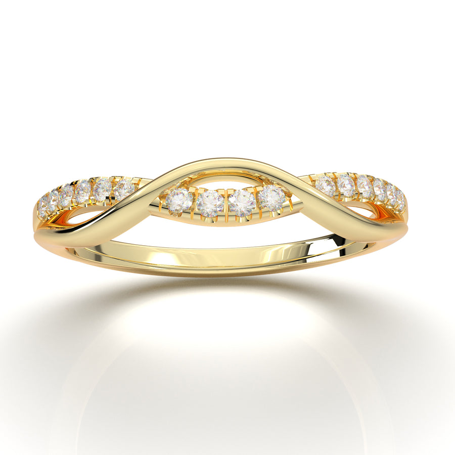 Home Try On--Yellow Gold Twisted Half Diamond Band