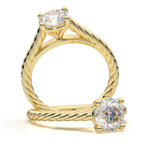 Rose Gold Rope Solitaire Ring