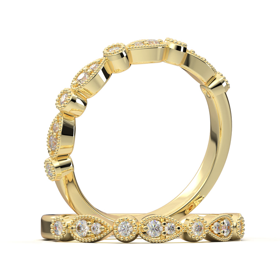 Home Try On--White Gold Vintage Pear Bezel Stackable Band