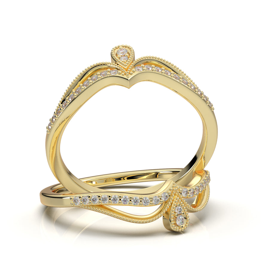 Yellow Gold Vintage Curved Pear Motif Band