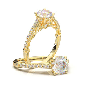Home Try On--Yellow Gold Vintage Filigree Infinity Ring