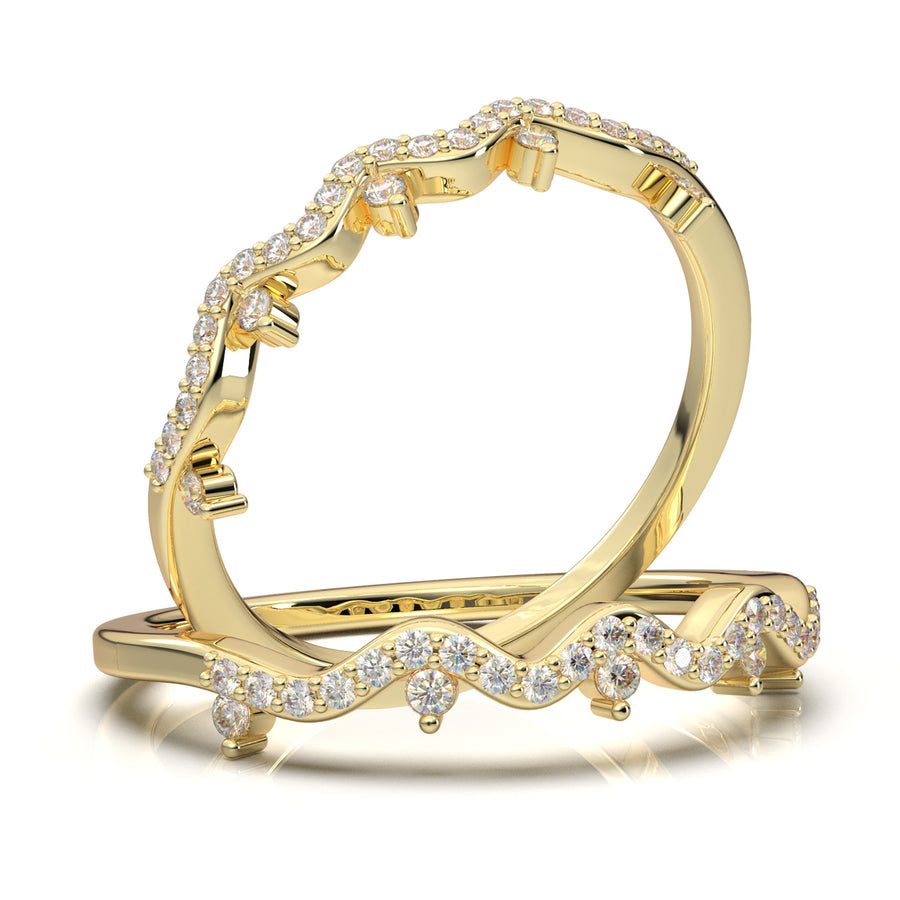 Home Try On--Yellow Gold Twisted Curved Wedding Band