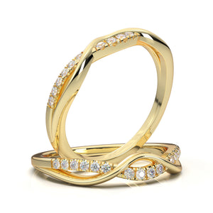 White Gold Twisted Half Diamond Band | Made In House at Aurosi Jewels
