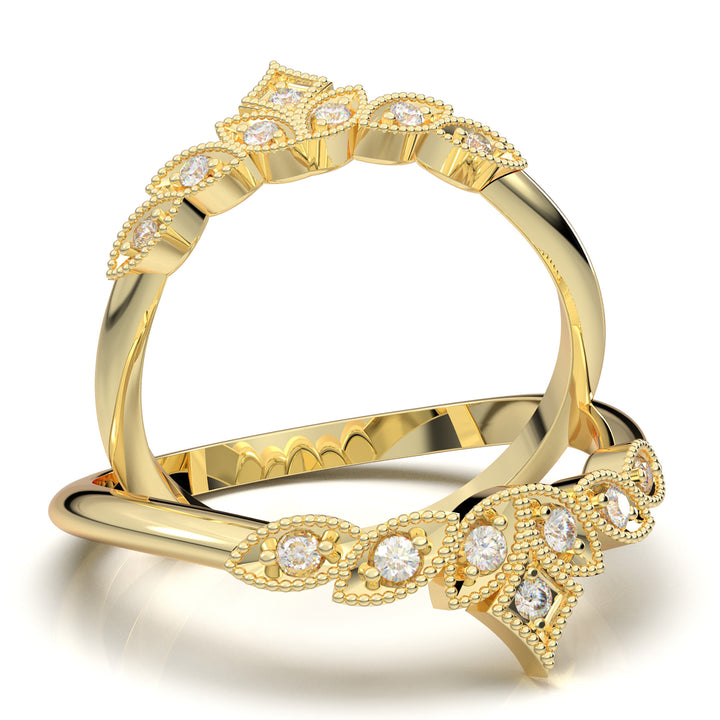 Home Try On--Yellow Gold Vintage Curved Crown Band