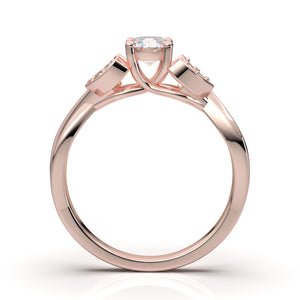 Home Try On--Rose Gold Floral Twist Marquise Design Ring
