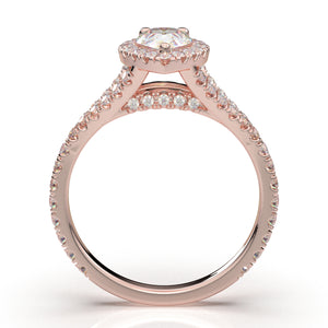 Home Try On--Rose Gold Pear Halo Split Shank Ring