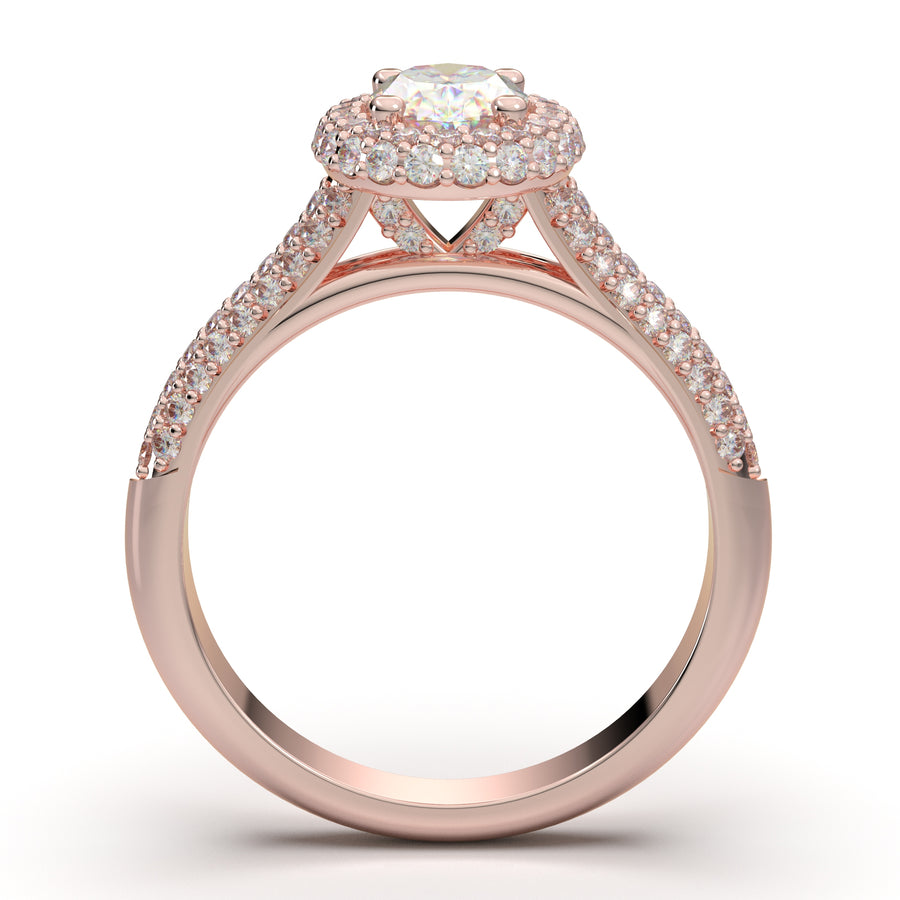 Rose Gold Pave Oval Halo Ring