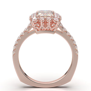 Home Try On--Rose Gold Emerald Cut Large Halo Ring
