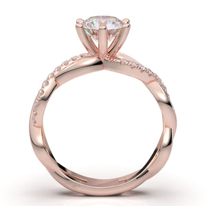Rose Gold Twisted Infinity Half Diamond Ring