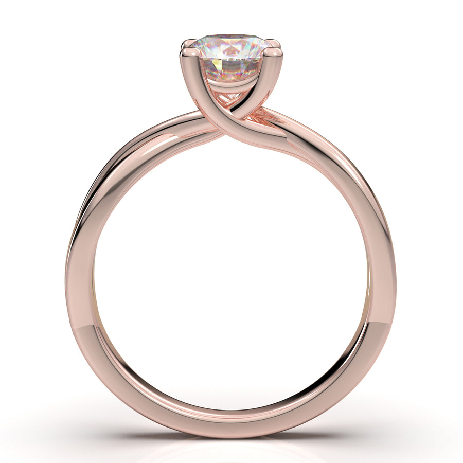 Rose Gold Twisted Solitaire Ring