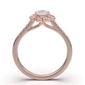 Home Try On--Rose Gold Flower Petal Halo Ring