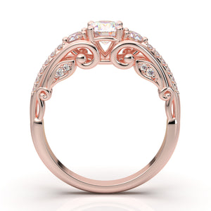 Home Try On--Rose Gold Vintage Royal Three Stone Ring