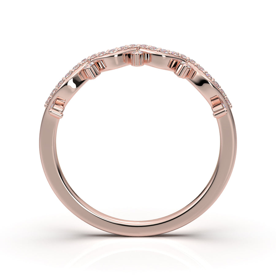 Rose Gold Twisted Curved Wedding Band