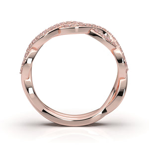 Home Try On--Rose Gold Infinity Shared Prong Full Diamond Band
