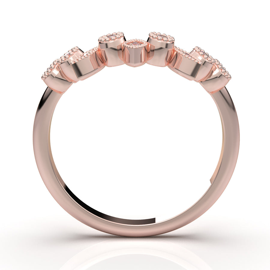 Home Try On--Rose Gold Vintage Curved Marquise Bezel Band