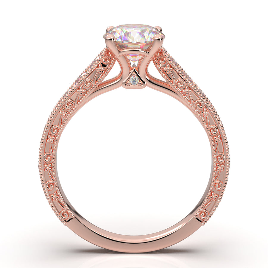 Rose Gold Vintage Flower Filigree Ring