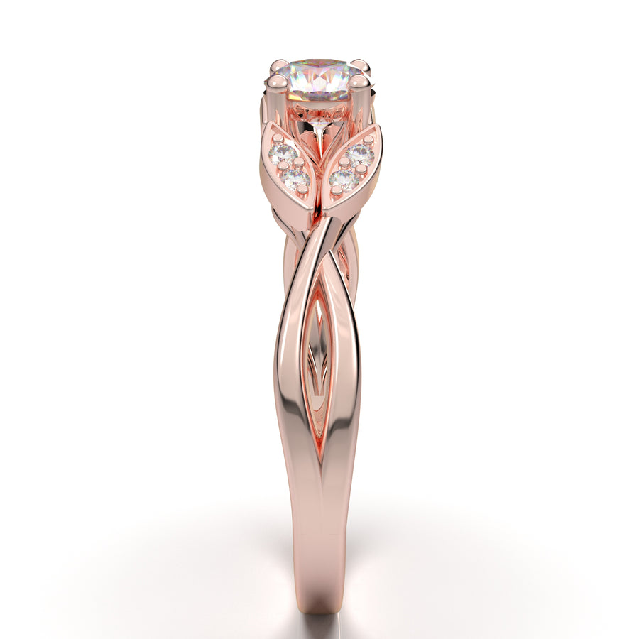 Rose Gold Floral Twist Marquise Design Ring