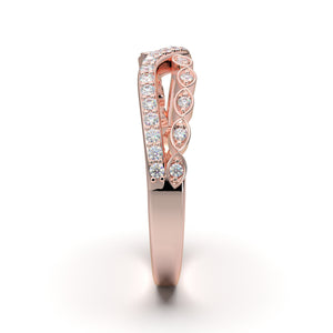 Rose Gold Twisted Diamond Stackable Wedding Band