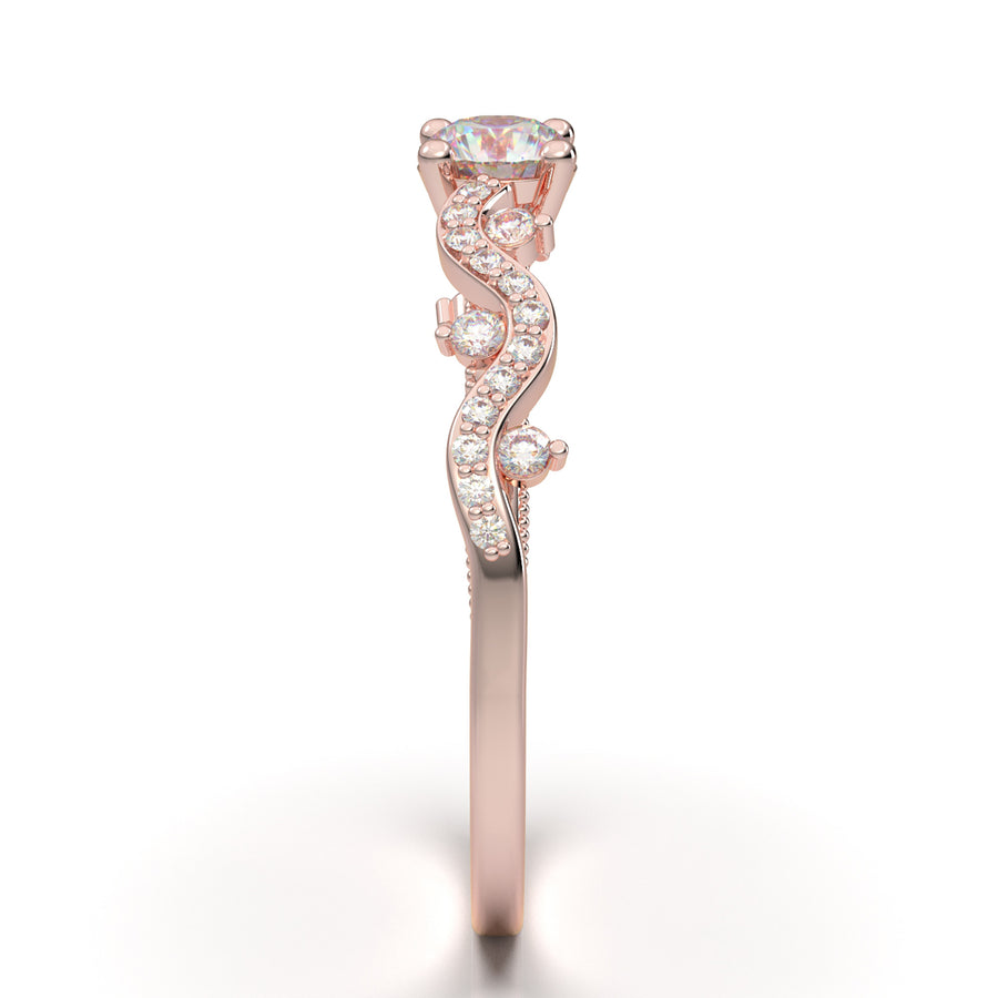 Home Try On--Rose Gold Floral Curved Filigree Ring