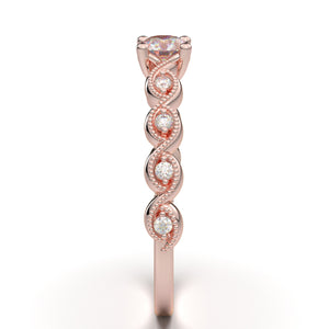 Home Try On--Rose Gold Floral Milgrain Twist Infinity Ring