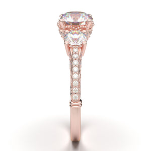 Home Try On--Rose Gold Three Stone Vintage Basket Ring