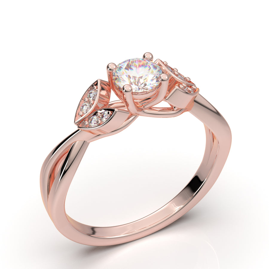 Home Try On--Rose Gold Floral Twist Marquise Design Ring