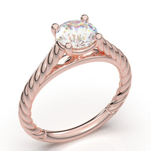 Home Try On--Rose Gold Rope Solitaire Ring