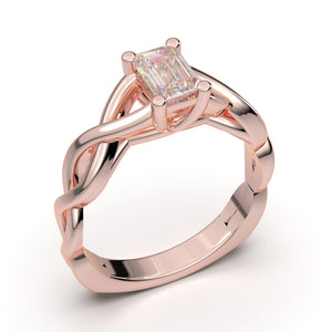 Rose Gold Infinity Emerald Cut Solitaire Ring